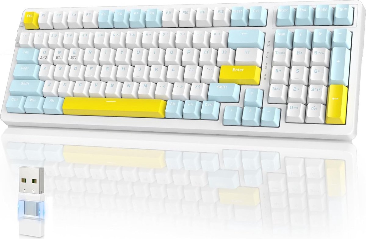 Clavier sans fil lumineux blanc pleine grandeur silencieux pour