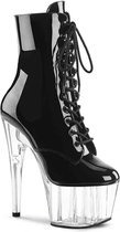 Pleaser - ADORE-1020 Platform Bottes femmes, Chaussures de pole dance - US 14 - 45 Chaussures - Zwart/ Transparent
