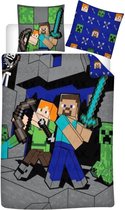 Minecraft Dekbedovertrek, Steve & Alex - Eenpersoons - 140 x 200 cm - Polycotton