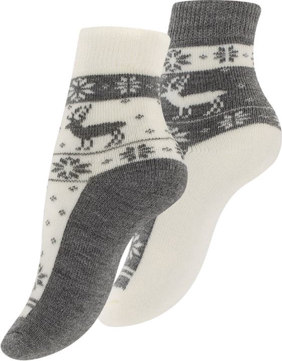 Yenita® Thermo Damessokken Met Rendiermotief | Kado Sokken | Mismatch Warme Sokken | 2 Paar | Maat 39-42