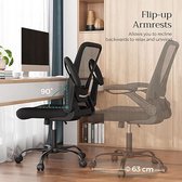 Bureaustoel office chair met opklapbare armleuningen, ergonomische computerstoel, 360°-draaistoel, verstelbare lendensteun, zwart OBN37BK