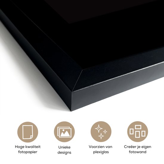 Cadre photo avec poster - Indien - Vintage - Zwart - Wit - 60x90 cm - Cadre poster