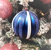 Glitter Luxe Kerstballen blauw/turquoise/zilver 6 stuks