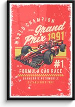 Fotolijst incl. Poster - Mancave - Formule 1 - Raceauto - Retro - 60x90 cm - Posterlijst