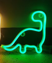 Groenovatie LED Neon Wandlamp "Dino" - Op Batterijen en USB - 23x23x2cm - Groen