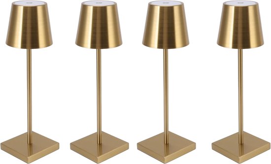 4 Pièces - Lampes de table rechargeables - dimmable - Or - aluminium - 2700K - Lampe de bureau