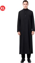 Livano Arabisch Mannen Kaftan - Djellaba Heren - Islamitische Kleding - Moslim Kleding - Alhamdulillah - Zwart XL