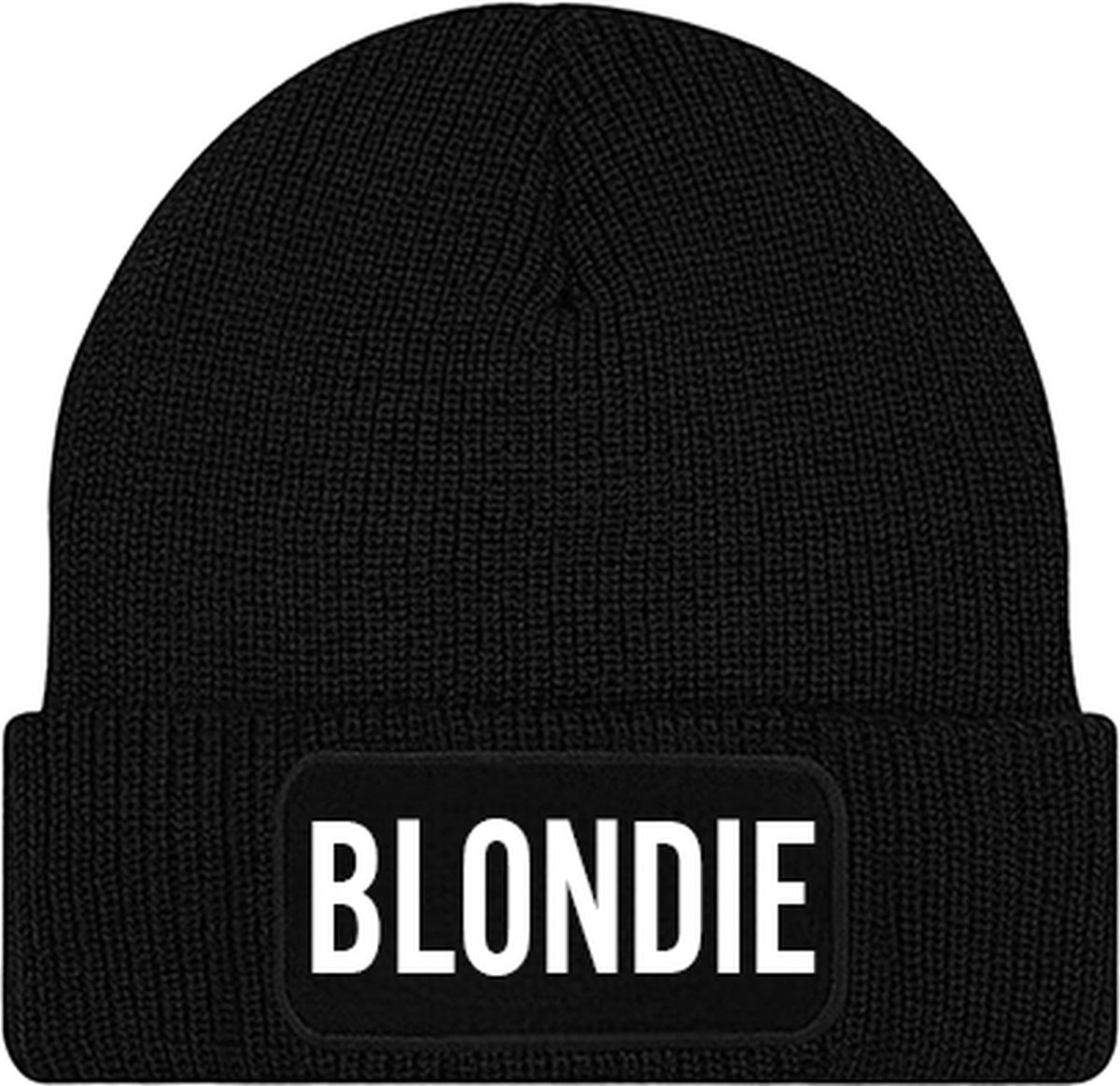BLONDIE muts - Zwart (witte letters) - Beanie - One Size - Uniseks - Grappige teksten | Designs - Wintersport - Aprés ski muts - Ik ben vandaag zo vrolijk - Cadeau