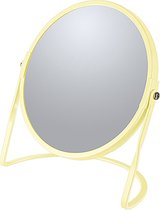 Make-up spiegel Cannes - 5x zoom - metaal - 18 x 20 cm - geel - dubbelzijdig