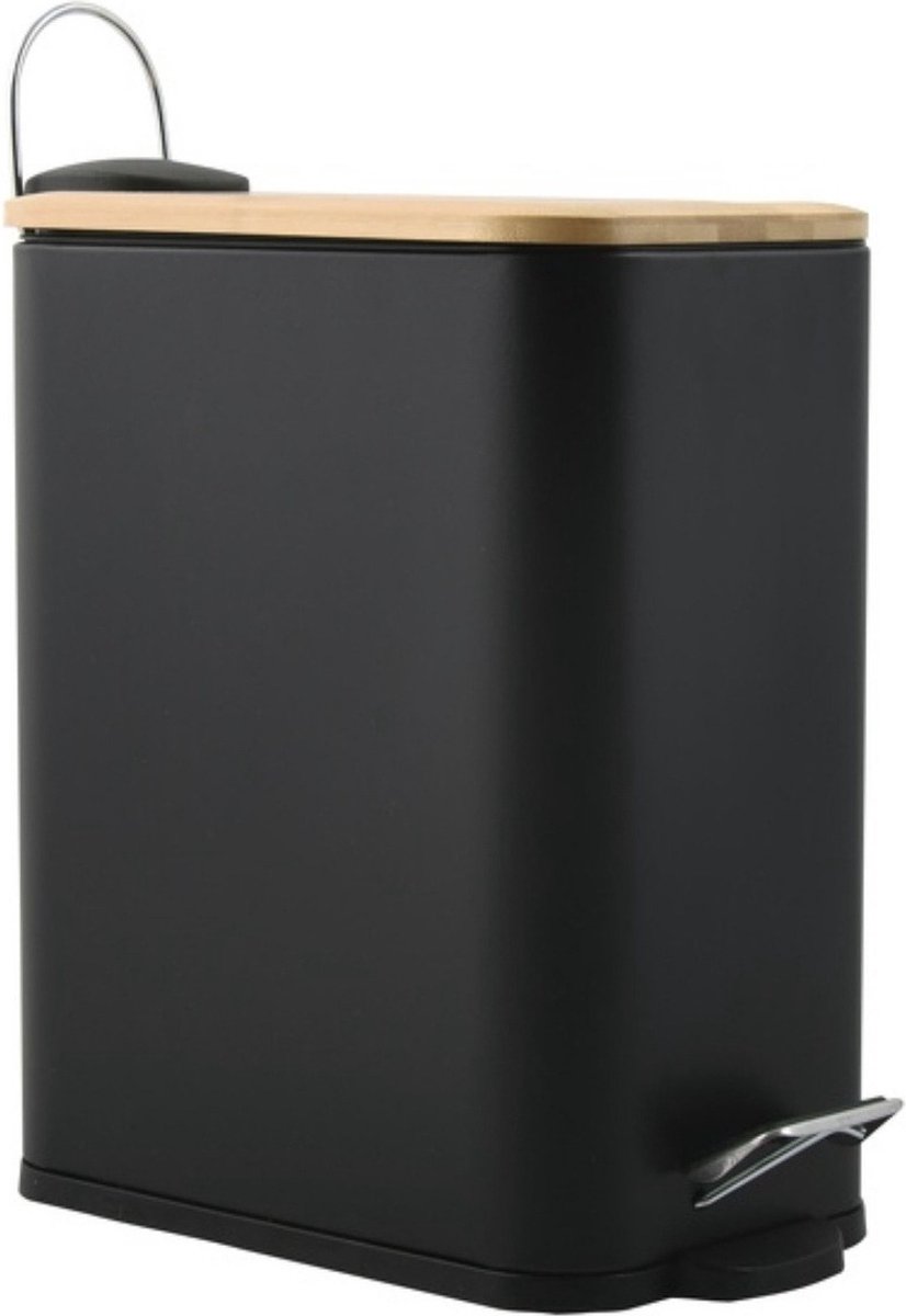 Goedkoopste Spirella Pedaalemmer Vienne - zwart - 5 liter - metaal - L28 x B14 x H29 cm - soft-close - toilet/badkamer