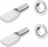 AMIG Kastplankdragers/steunen - 24x stuks - metaal - zilver - D5 x L20 mm - kledingkast pinnetjes