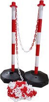 Afzetpalen set – 2 palen incl. 12.5 meter ketting - Rood/wit - Mexxo