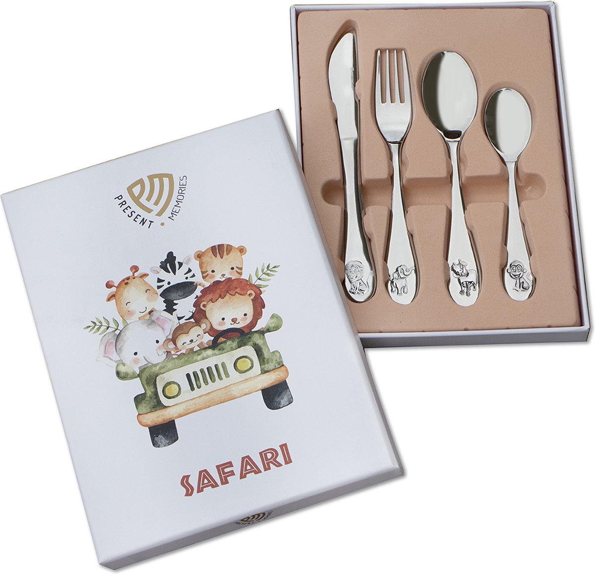 Goedkoopste YO&NO Kinderbestek safari - Staal - Sinterklaas - Kerst