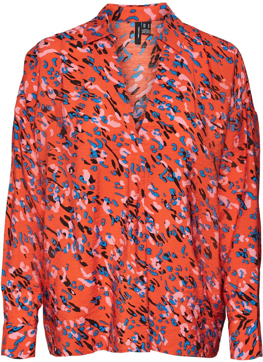 Vero Moda Blouse Vmjosie Jill Ls Pleat Top Wvn Ga 10290870 Tangerine Tango Dames Maat - S