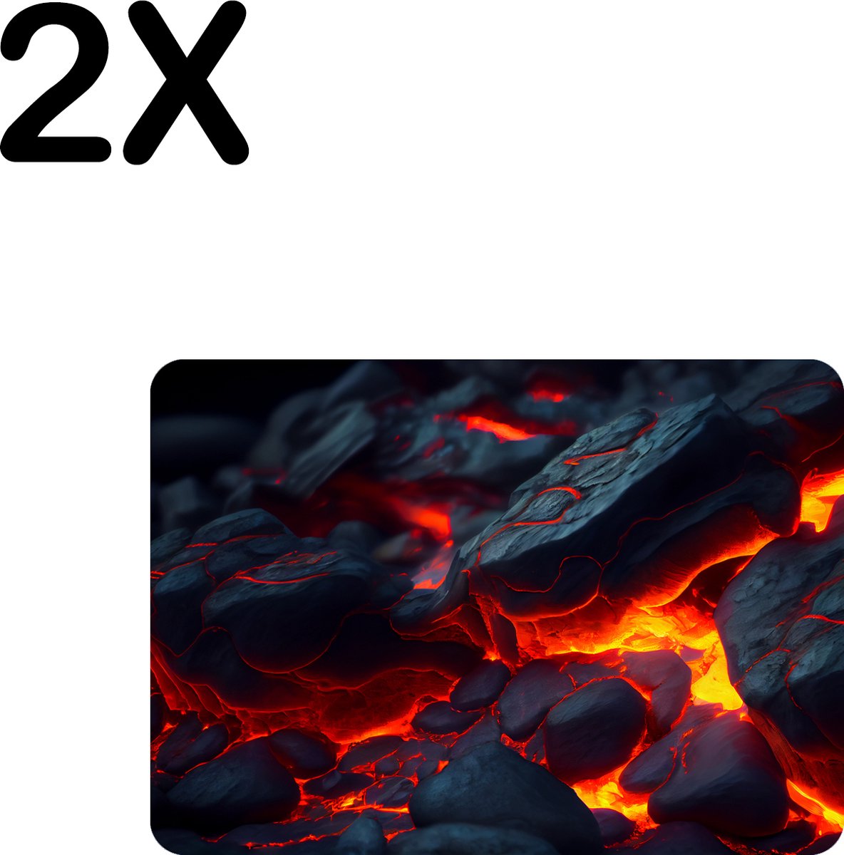 BWK Flexibele Placemat - Stenen in Lava - Set van 2 Placemats - 35x25 cm - PVC Doek - Afneembaar