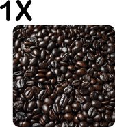 BWK Stevige Placemat - Zwarte Berg Koffiebonen - Set van 1 Placemats - 50x50 cm - 1 mm dik Polystyreen - Afneembaar