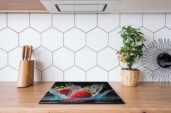 Protection induction - Fraises - 83x52 cm - Protection induction - Plaque de cuisson induction - Tapis induction - Antidérapant - Décoration Cuisine - Accessoires de vêtements pour bébé de Cuisine