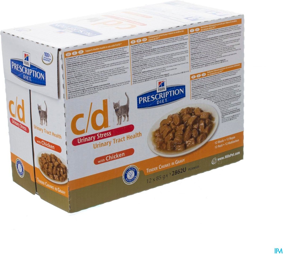 24x85g C/D Urinary Stress met Kip Hill's Prescription Diet Kattenvoer