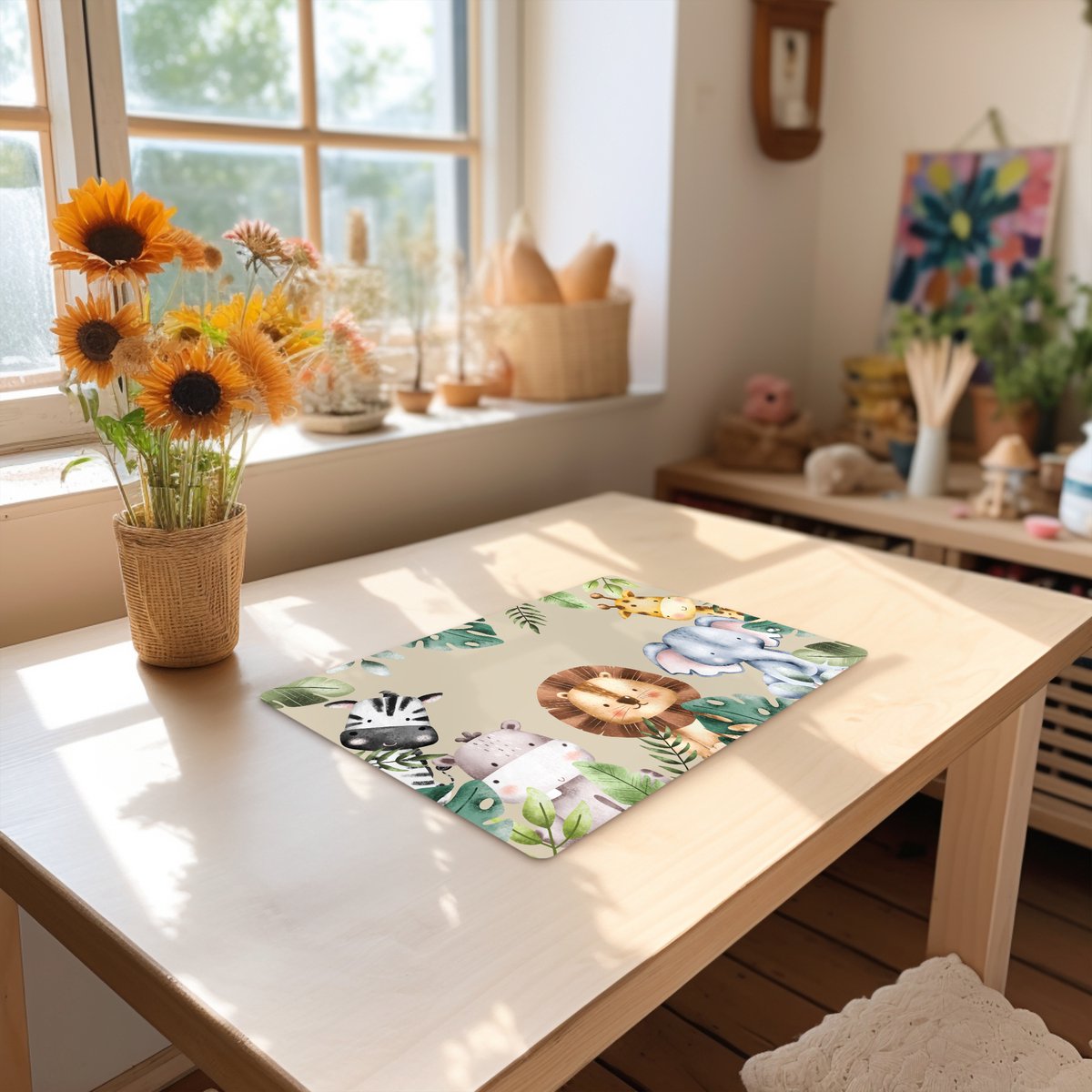 Dieren placemat voor jongens en meisjes 45x30 cm Grote placemats