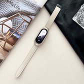 Bracelet en cuir véritable avec boucle magnétique pour Xiaomi Mi Band 8 (blanc)