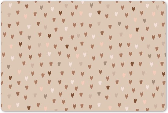 Placemat kinderen 60x40 cm - 1 stuk - Hartje beige - Grote placemats kunststof - Kinder werkmat bureau - Knutselmat kind - Tekenmat anti slip - Knutsel kleurmat groot - Knutselspullen - Onderlegger voor knutselen DIY - Schoencadeautjes sinterklaas