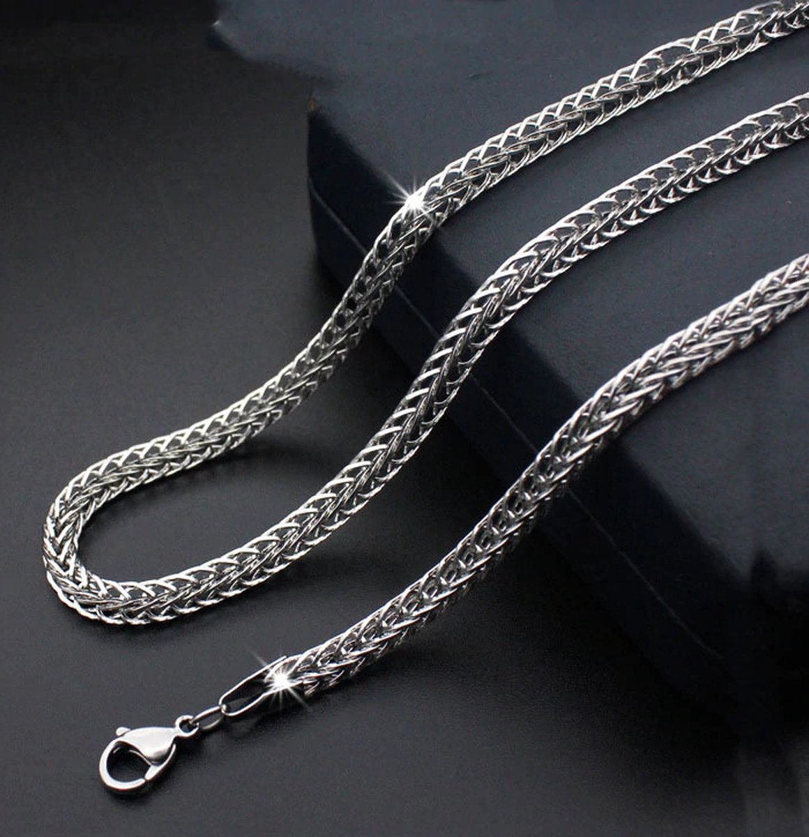 Vossenstaart Ketting - Zilver Kleurig - 3mm - Staal - Kettingen Mannen - Papa Cadeau Voor Mannen - Vaderdag