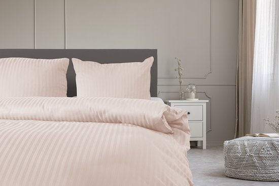 Eleganzzz Dekbedovertrek Uni - Blush - Dekbedovertrek 140x200/220cm - Satijnstreep / Satijn Streep - Hotel Kwaliteit Satin Stripe - Dekbedovertrekken van Merkloos — afbeelding 5