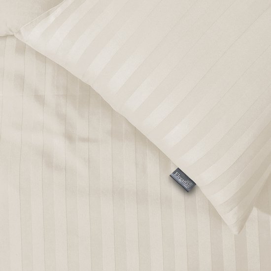Eleganzzz Dekbedovertrek Uni - Ivoor - Dekbedovertrek 200x200/220cm - Satijnstreep / Satijn Streep - Hotel Kwaliteit Satin Stripe - Dekbedovertrekken van Merkloos — afbeelding 2
