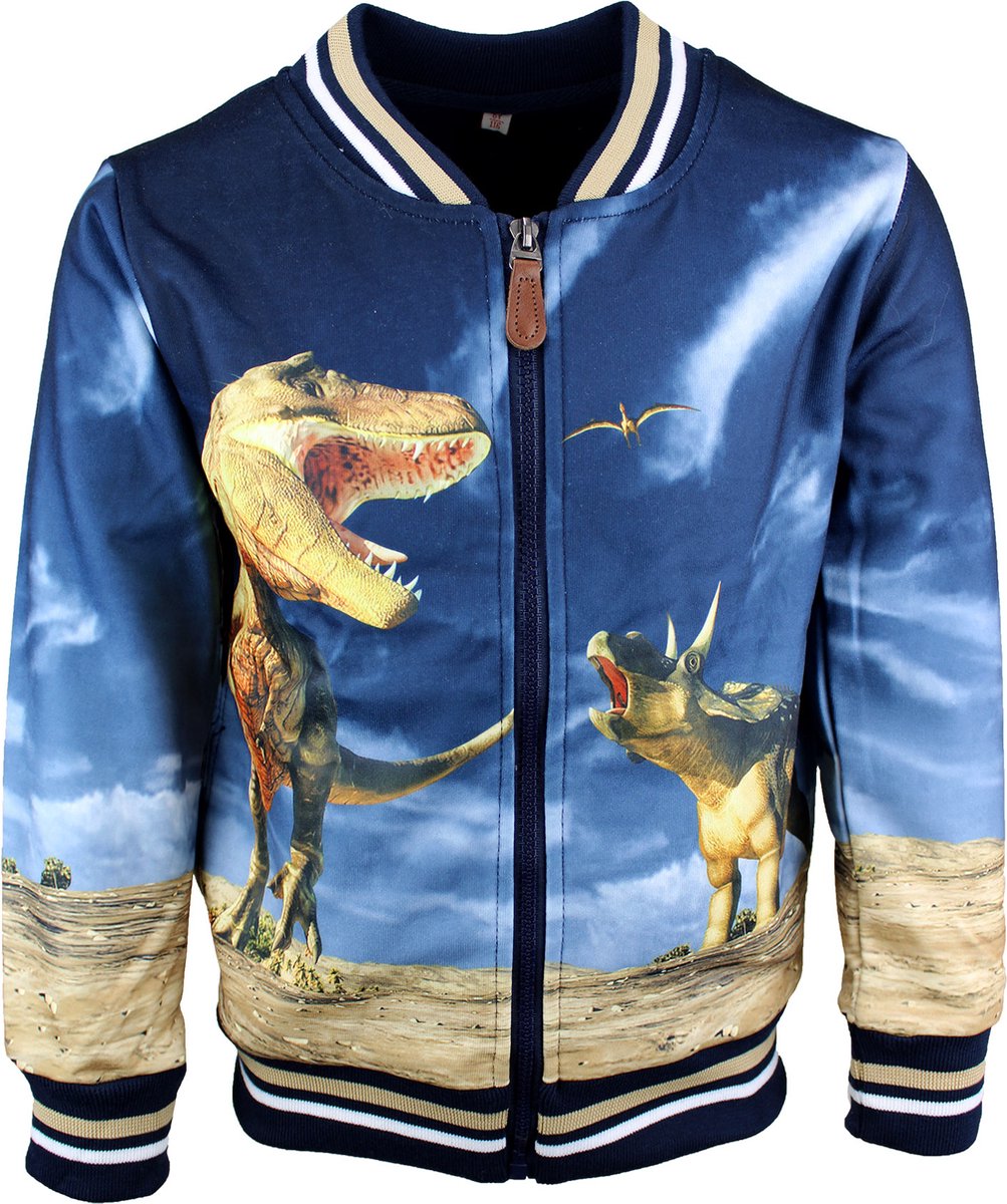 S&C Bombervestje Dinosaurus blauw Kids & Kind Jongens Blauw - Maat: 98/104