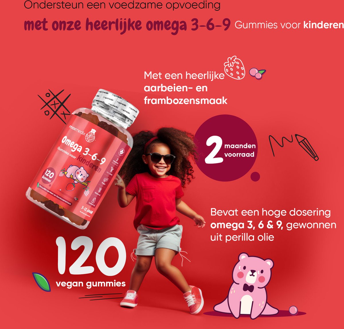 maxmedix Omega 3, 6, en 9 gummies voor kinderen Vegan alternatief