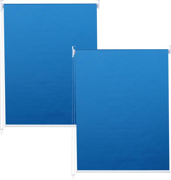 Set van 2 rolgordijnen MCW-D52, zijwaarts uittrekbaar rolgordijn, 100x160cm zonwering ondoorzichtig ~ blauw