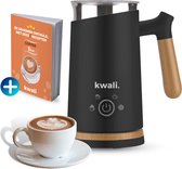 Bol.com kwali.® Premium Melkopschuimer Electrisch - 4-in-1 Melkschuimer - Milk Frother - Opschuimer - Mat Zwart en Hout aanbieding