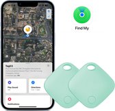 Sleutel Vinder 2 stuks, Bluetooth Tracker Key Finder Smart iOS Tag voor APP Zoek Mijn, Artikelzoekers onbeperkte afstand, geen abonnement en geen simkaart nodig, geschikt voor koffers, kinderen, tassen, alleen voor iPhone - Groen