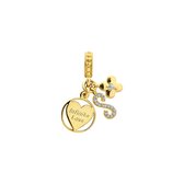 Lucardi Dames Zilveren goldplated bedel hart, infinity en bloem - Hanger - 925 Zilver - Goudkleurig