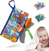 MontiPlay® Knisperboekje Baby - Buggyboekje - Baby speelgoed 6 maanden - Box speelgoed activity - Activiteitenboekje - Sensorisch speelgoed baby - Ocean