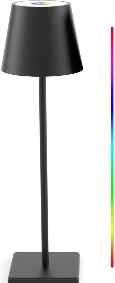 Oplaadbare Tafellamp - Dimbaar - Aluminium - Bureaulamp - Waterdicht - 38CM - Zwart - RGB