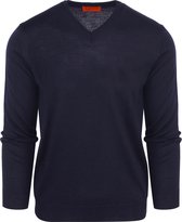 Suitable - Pullover V-Hals Wol Donkerblauw - Heren - Maat XXL - Slim-fit