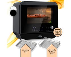 Klarstein 18 L Heteluchtfriteuse, Airfryer met Stoom- en Droogfunctie, Snelle XXL Heteluchtfriteuse, Timer, 10 Programma’s, Airfryer voor Heteluchtfrituren, 2450 W Heteluchtfriteuse zonder Vet