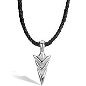 SERASAR Lederen Halsband Man [Arrow] - Zilver 60cm - Premium Sieraden