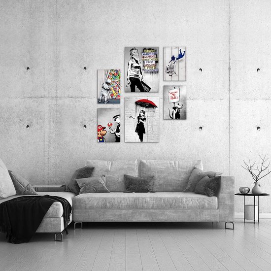 Novart Quadros - Completamente Pronto Da Appendere - Immagini - Banksy Collage - 2 Pezzi Set Moderni - N013571a : Novart