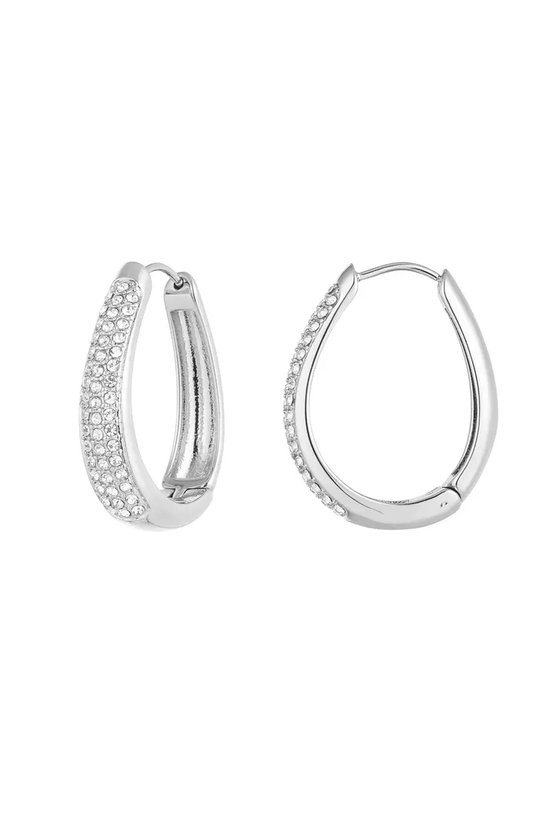 Earrings oval glam - Yehwang - Oorbellen - 2,50 x 2,20 cm - Stainless Steel - Zilver