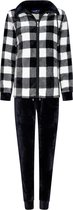 Rebelle dames huispak fleece - maat 46 - Ruit - zwart