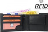 Portemonnee Heren - RFID/AntiSkim Portefeuille van Echt Nappa Leer - Liggend model Billfold - 12 pasjes - Zwart - Gratis Verzonden