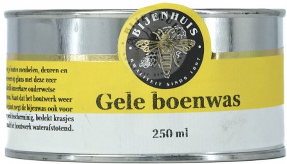Het Bijenhuis Wageningen - Zuivere Bijenwas, Boenwas, 380ml, Geel, Duurzaam, Natuurproduct, Meubelonderhoud