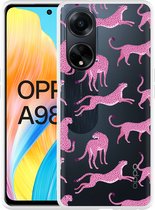 Cazy Hoesje geschikt voor Oppo A98 5G Roze Cheeta's