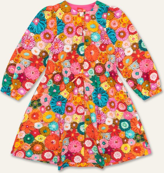 Dansje dress 17 AOP Fluffy flowers Orange: 110/5yr