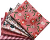 BINK Bedding - 5 lapjes - 100% katoen - Quilt Patchwork - Roze Rood 60 x 40 cm - Set = 5 lapjes stof - hobby - creatief - naaien