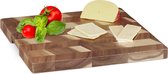 Relaxdays houten snijplank - grote serveerplank acaciahout - antislip keukenplank - kaas