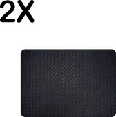 BWK Luxe Placemat - Zwarte Traanplaat - Metalen Textuur - Set van 2 Placemats - 35x25 cm - 2 mm dik Vinyl - Anti Slip - Afneembaar