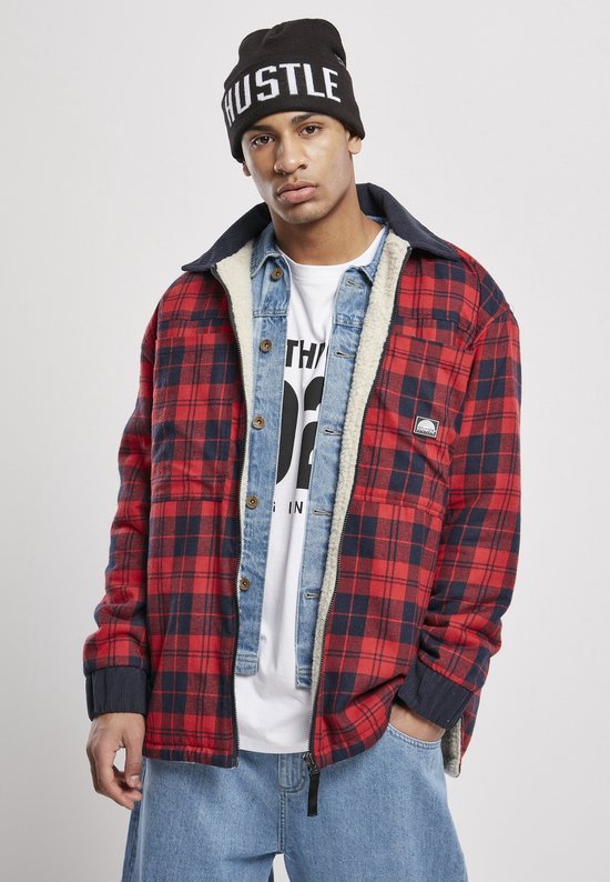 Southpole Jacke Check Flannel Sherpa Jacket Red-M